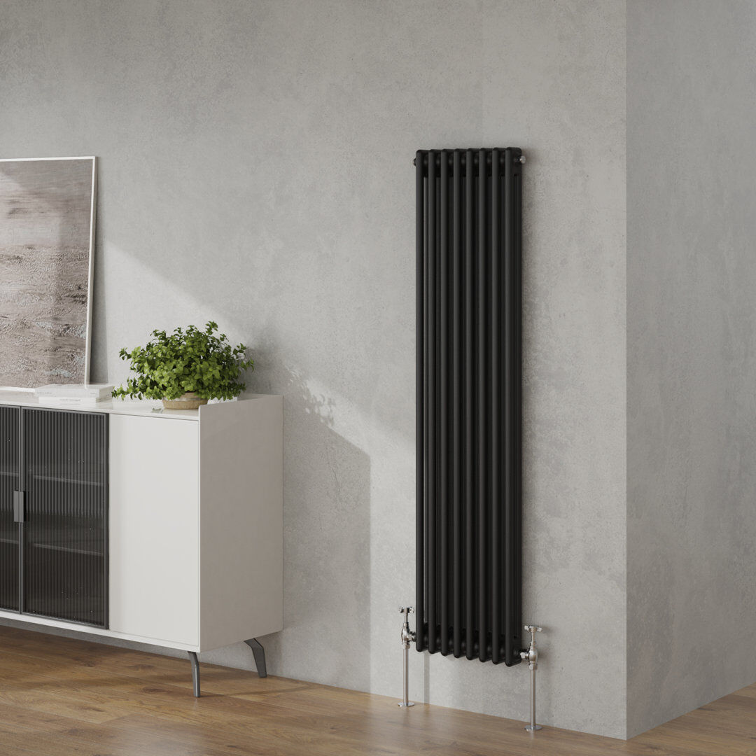 Belfry Heating Brunner Vertical Traditional Column Radiator Black 1500mm H x380mm W x 70mm D
