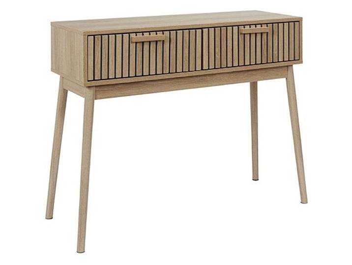 Console 2 Tiroirs en Bois naturel Rainuré L100cm Klaus HOME DECO FACTORY
