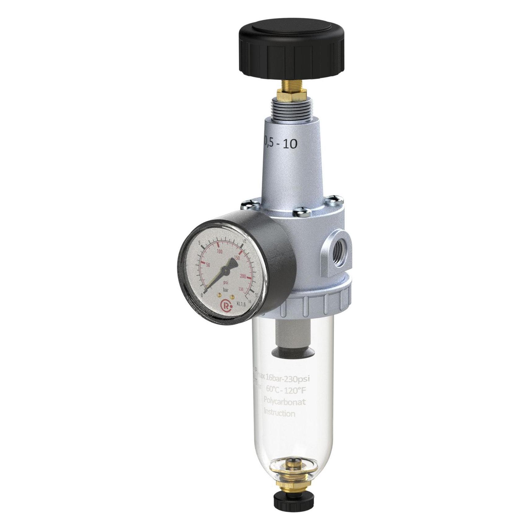 Riegler 100924-678.020 K-HA Filterregler "Standard", mit Polycarbonatbehälter, BG 2, G 3/8, 1Stk (678.020 K-HA)