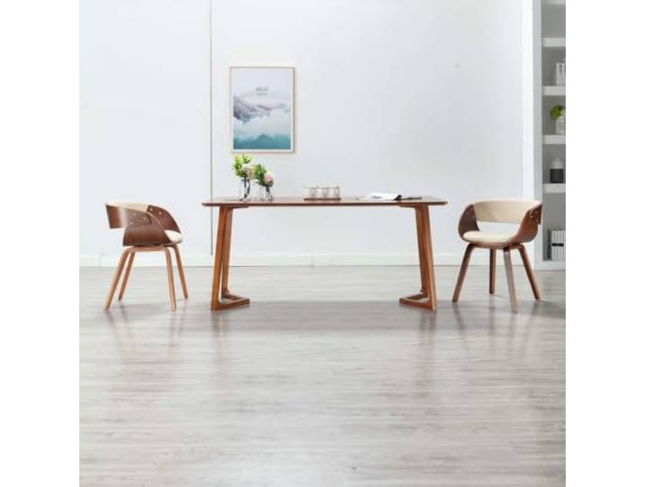 KGHFDVB Esszimmerstühle 2 STK. Creme Bugholz und Kunstleder Weiche Polsterung, robuster Holzrahmen, elegantes Design, pflegeleichte Oberfläche, vielseitig einsetzbar