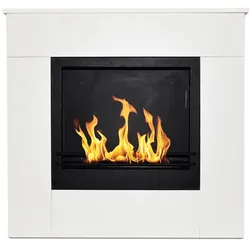 Divina Fire Michelangelo 96x36x90h Weißer Holz-Standkamin mit Bioethanolanschluss, hergestellt in Italien