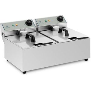 Royal-Catering Fritteuse ECO, RCEF-10DY-ECO, XXL, 6400 Watt, Edelstahl, Doppel-Fritteuse, 2x 10 Liter