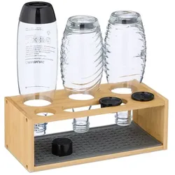 Relaxdays 3er Flaschenhalter aus Bambus Grau,Hellbraun