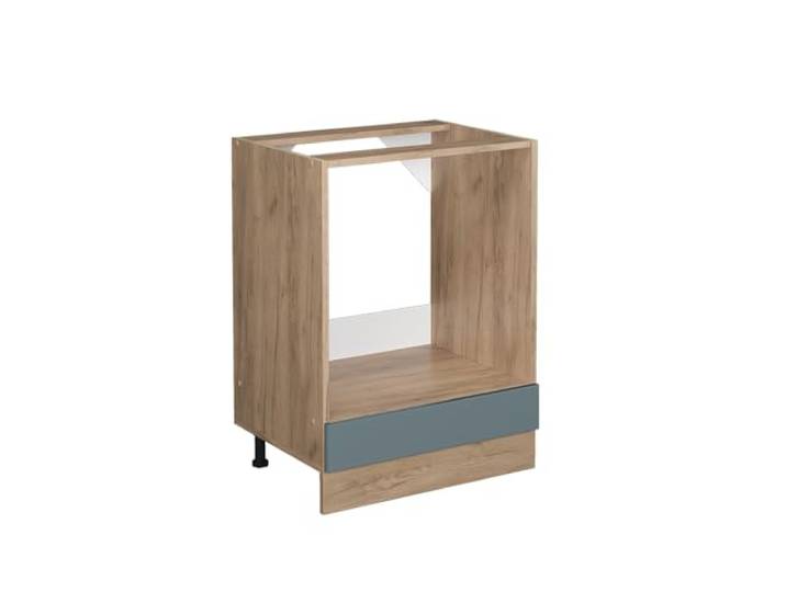 Vicco Herdumbauschrank R-Line , Blau-Grau/Goldkraft Eiche 60 cm Backofennische · Ohne Arbeitsplatte · Höhenverst. Füße · Metallgriffe · Einfache Integration