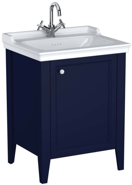 VitrA Valarte Waschtisch-Möbel-Set 65765 64,5x53x88cm, rechts, Korpus stahlblau/Waschtisch weiß hochglanz