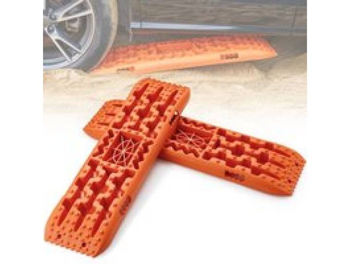 VEVOR 10 TONNEN Traktionsbretter mit PP-Material, Bergungsbretter für Geländefahrzeuge/Autos/Pickups/SUVs/Wohnmobile, Paar Reifen-Traktionsmatten auf Schnee, Sand, Schlamm und losem Untergrund, Aufbewahrungstasche, lang, orange