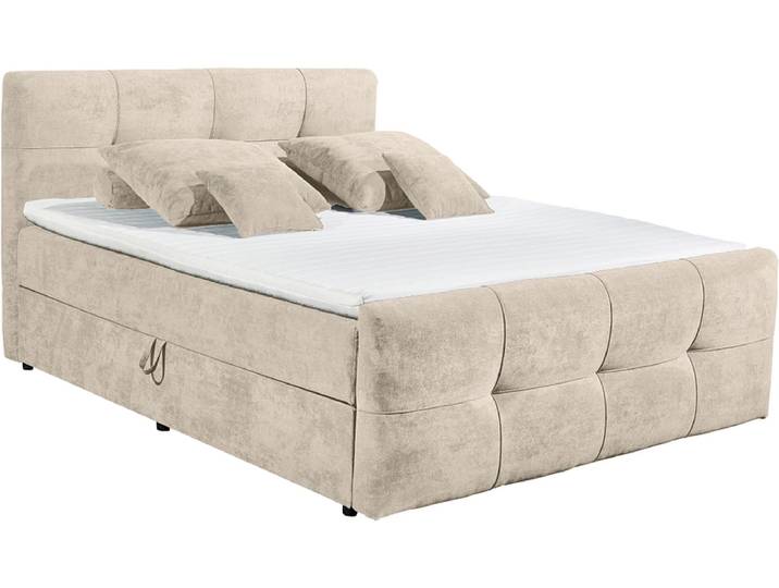 Boxspringbett OTTAWA beige 160x200cm halbfest