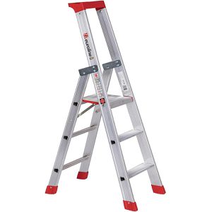 Euroline Stehleiter Nr. 32577, 3257703, mit Plattform, aus Aluminium, bis 150kg, mit 3 Stufen