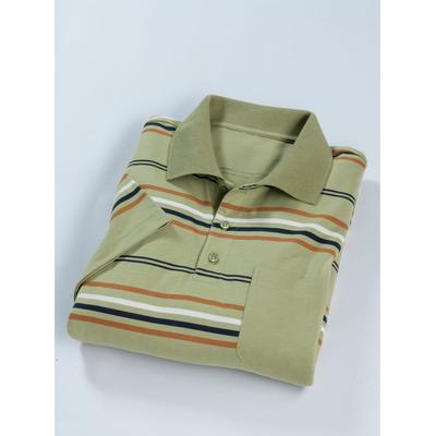 Poloshirt CLASSIC "Poloshirt", Herren, Gr. 52/54, grün (schilf, gestreift), 100% Baumwolle, gemustert, gestreift, mehrfarbig, ohne Ausschnitt, Shirts