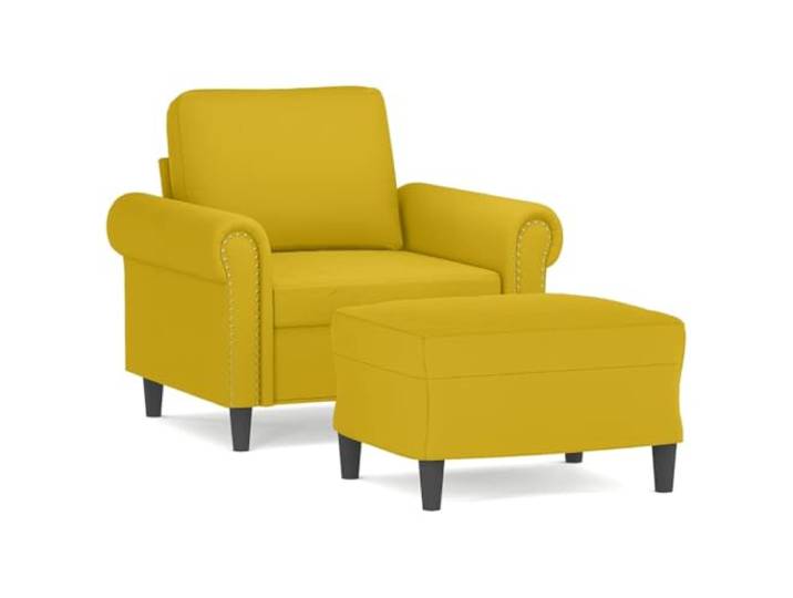 GHVBNMF Sessel mit Fußhocker Gelb Samt Polstersessel Relaxsessel 2-teilig Gemütlicher Lesesessel mit gepolstertem Fußhocker aus gelbem Samt für Wohnzimmer und Schlafzimmer mit Metallgestell.