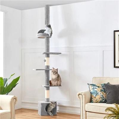 Multicon Wholesale Hub Adjustable Floor to Ceiling Cat Tree Tower, Condo & Scratching Posts For Small Medium Cats Adjustable Floor to Ceiling Cat Tree Tower, Condo & Scratching Posts For Small Medium Cats
