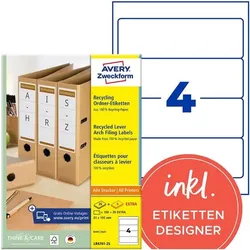 Avery Zweckform 120er-Pack Recycling Ordner-Etiketten 61 x 192 mm weiß, 8 cm