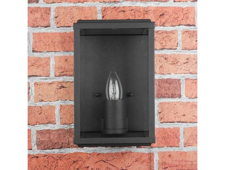 Box Applique extérieure carrée noire 1 flamme rustique E14