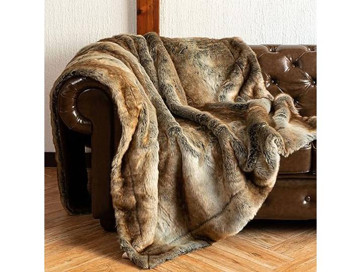 AMZZHAO Luxuriöse High Imitation Fuchspelz Decke,Flauschig weich warm Winter Plaid Wohndecke Sofadecke,für Couch und Bett,150 x 200 cm/59,06 x 78,74 Zoll