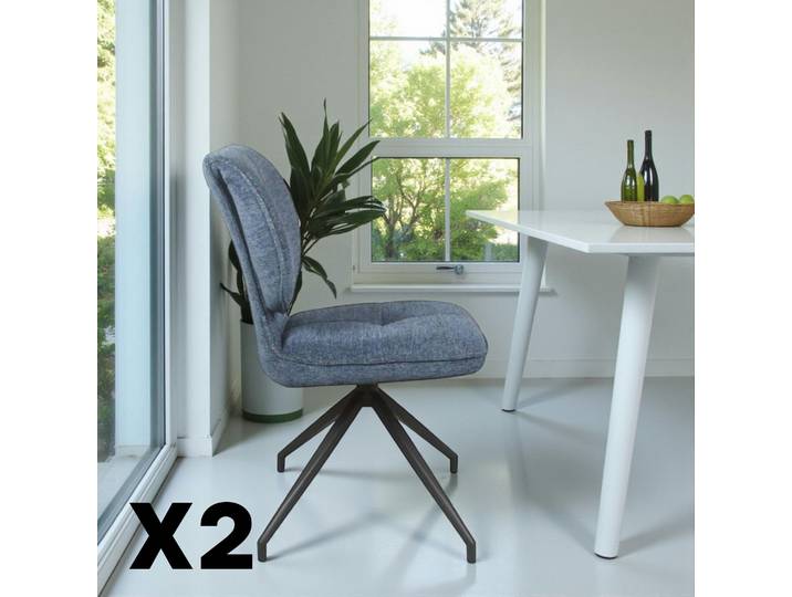 Chaise pivotante dossier double (lot de 2) LIGURIE - Bleu