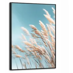 LEINWAND Bilder mit Rahmen - Ziergras - Wind - Hellbraun - 50x70