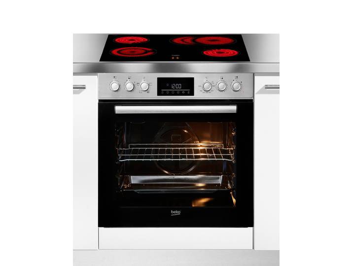 BEKO Elektro-Herd-Set BBUC1132T0X , Energieeffizienz: A, silber (schwarz, silberfarben), Herdsets, Klassisches Herd-Set mit komfortabler Backofenfunktion, Elektro-Herd-Set