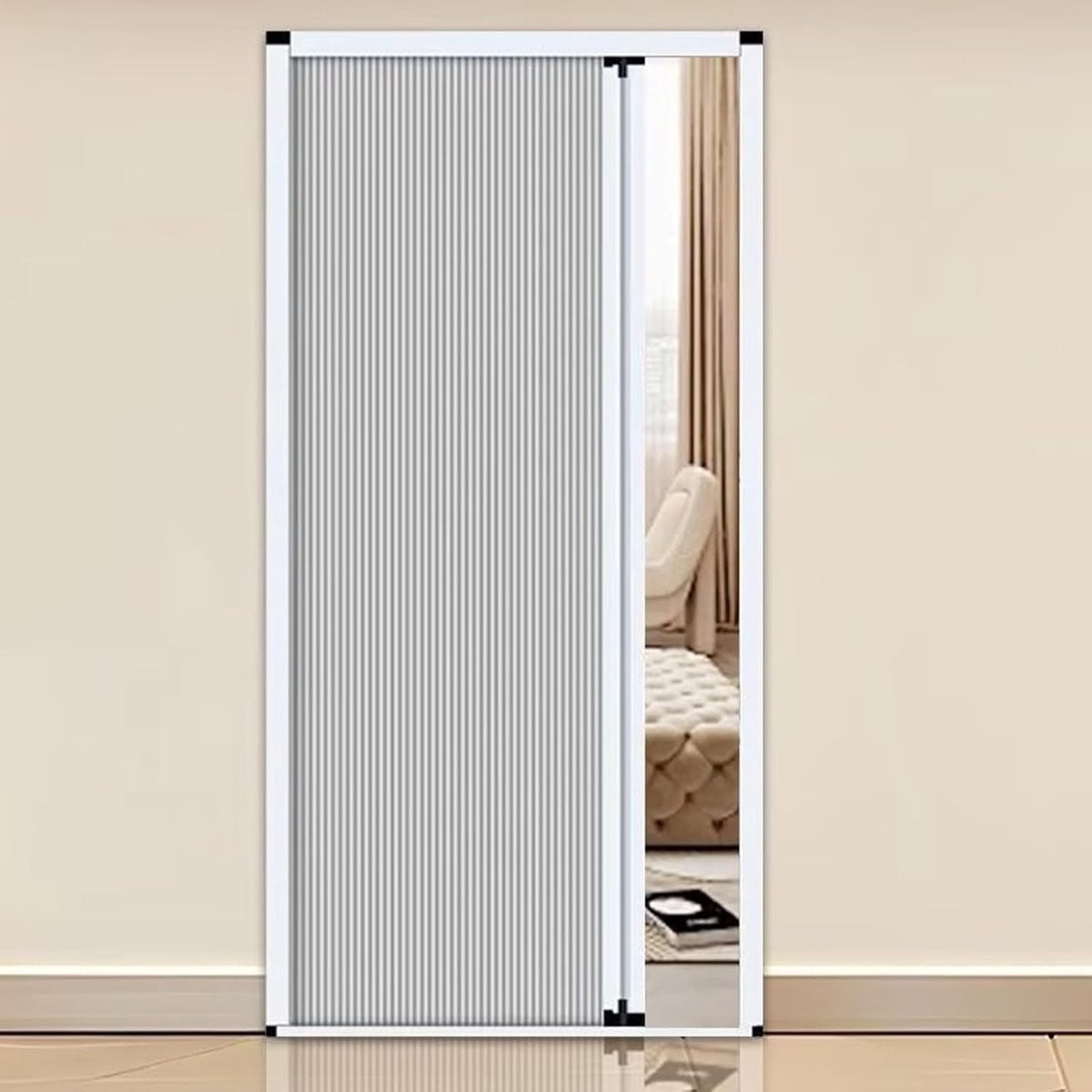 Witte uitschuifbare vouwdeur voor binnen zonder boren tot 240 cm hoog
