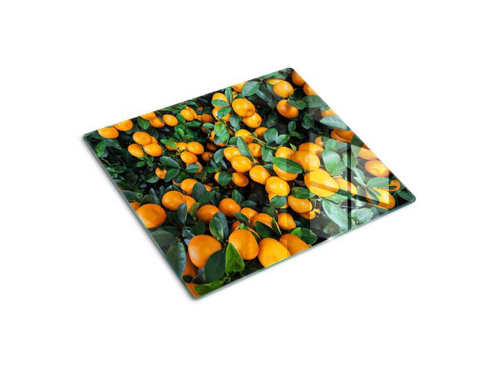 Tulup Glasplatte 60x52 cm Mandarinen, Orange, Glas, 60x0.4x52 cm, Küchen, Küchenelektrogeräte, Herde, Herdabdeckplatten