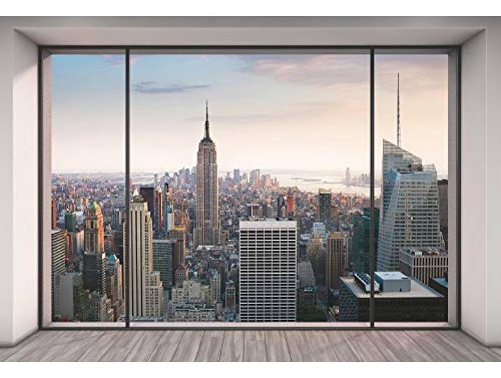 Vlies Fototapete - Penthouse - Größe 400 x 260 cm - Urban, Stadt, Ausblick, Tapete, Skyline