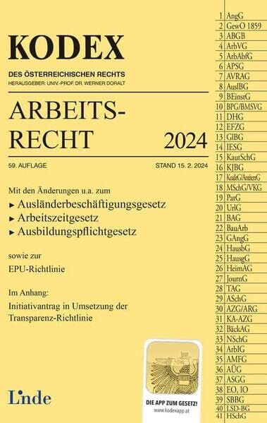 Edda Stech - KODEX Arbeitsrecht 2024 (Kodex des Österreichischen Rechts) - Preis vom 09.10.2026 07:28:09 h