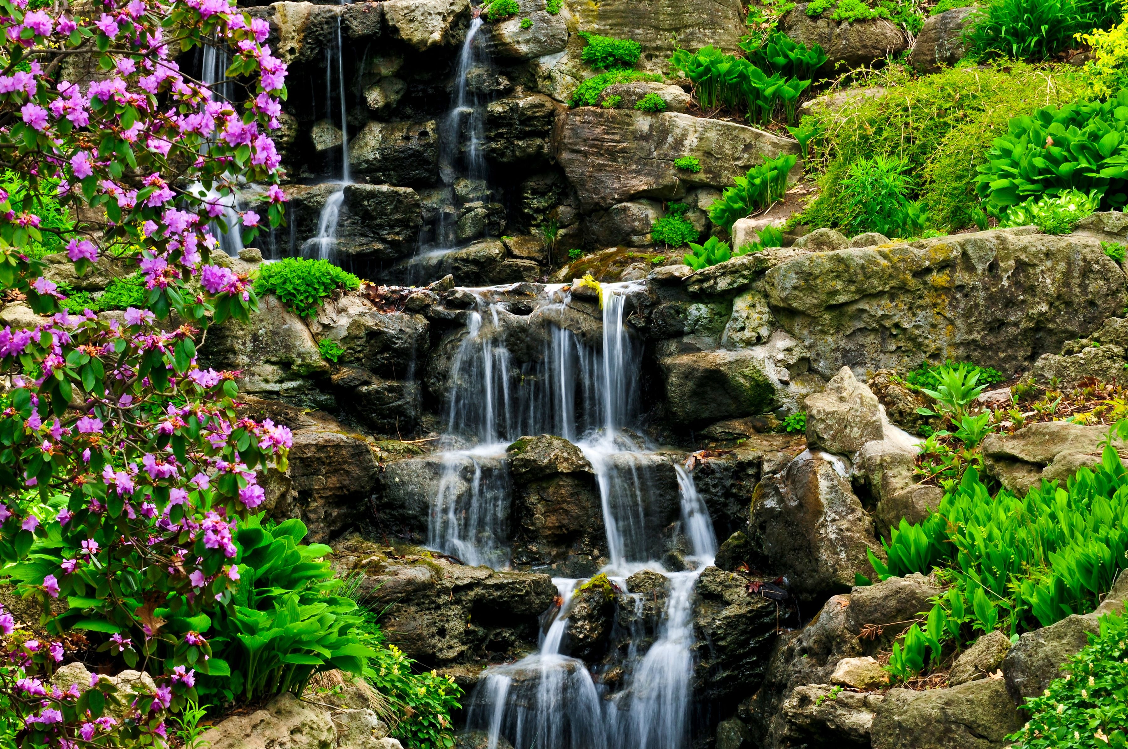 Fototapete PAPERMOON "Cascading Waterfall", bunt, B:2,5m L:1,86m, Vlies, Tapeten, Fototapete