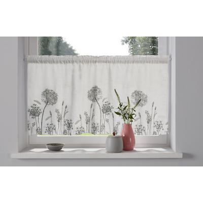 Scheibengardine OTTO HOME "Yllner, 1 Stück, Stangendurchzug, blickdicht, florales-Motiv" Gr. 2, weiß (grau), B:120cm H:30cm, Polyester, Polyester, Gardinen, Leinen-Look, florales Motiv, verschiedene Größen