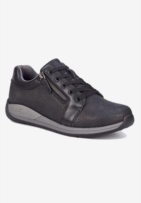Women's Tally Zip Up Oxford Shoe by Drew in Black Nubuck (Size 10 XW)