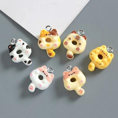 Uplift Essentials Cute Donut Cat Resin Charms For Jewelry Making Set Of 10 black White