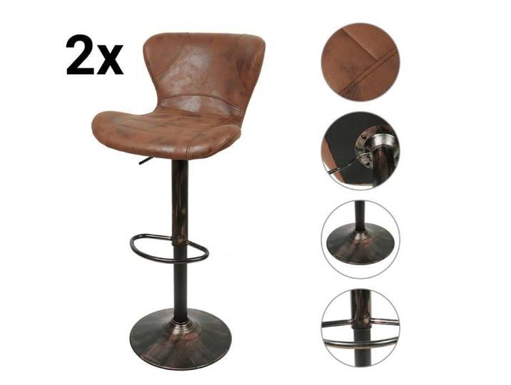 Lot de 2 chaises de Bar réglables en Hauteur MENGDA - Cuir synthétique - Élégant - Ergonomique