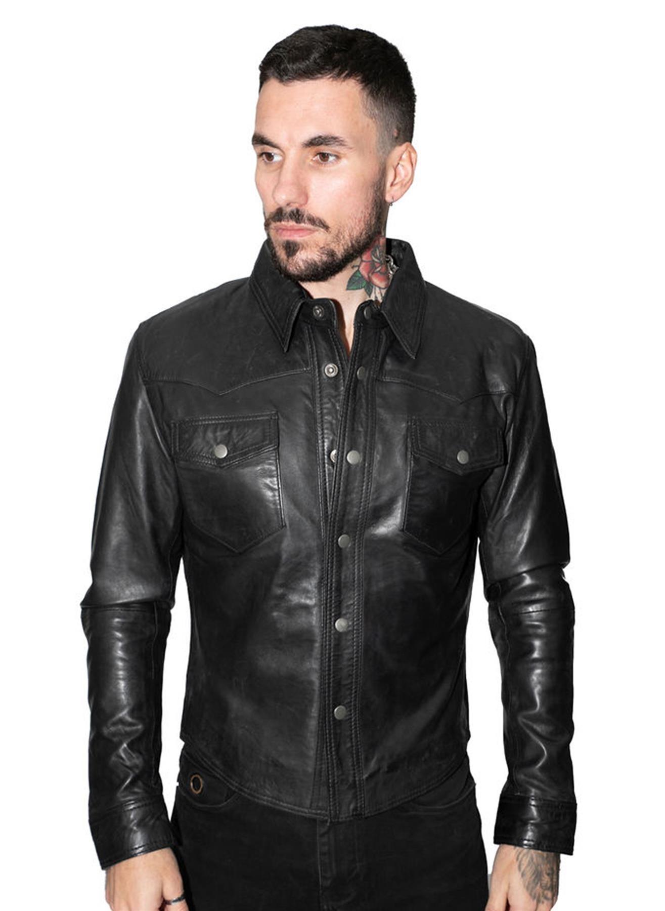 Herren Retro-Lederhemd-Jeansjacke-Peking
