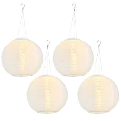 Solarlampe Lampion Außenleuchte LED Hängelampe Gartenleuchte weiß Hochzeit Partylaterne Gartendeko, DxH 30x 55 cm, 4er Set