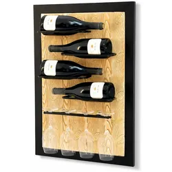 DanDiBo Weinregal Wand Metall Schwarz 4 Flaschen mit Glashalter 96617 Weinhalter Wandregal Modern Flaschenhalter Design Wanddeko