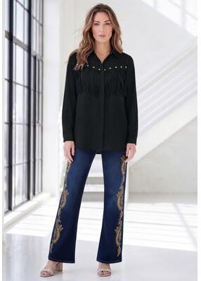 Plus Size Women's Fringe Big Shirt by Roaman's in Black (Size 18 W)