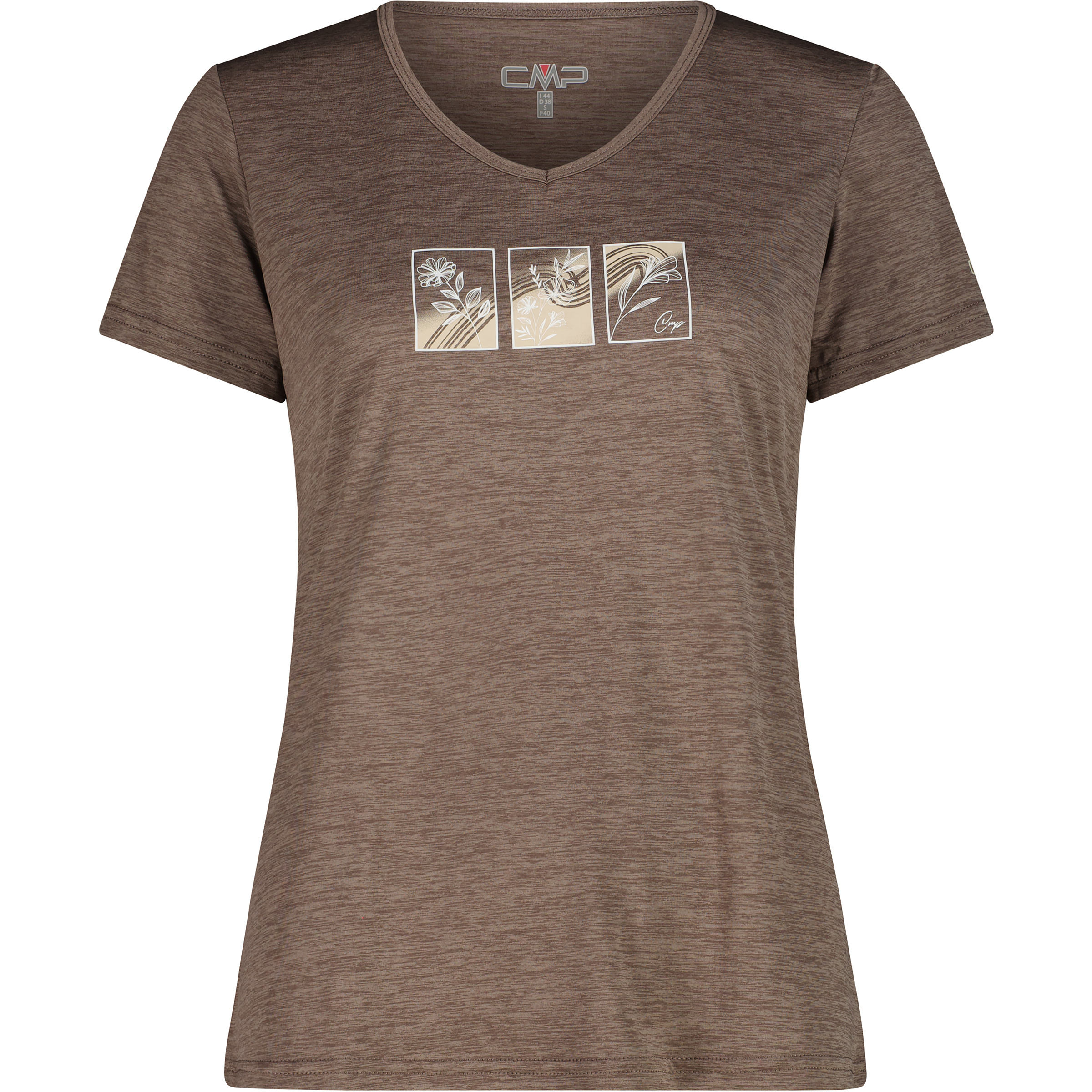 CMP Melange Print Damen T-Shirts braun Größe XXS Trekking Geruchsneutralisierend