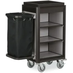 WAS Germany - Zimmerservicewagen Isabella, 1 Wäschesack, 95 x 54 x 116 cm, schwarze Kantenprofile/Aluoptik