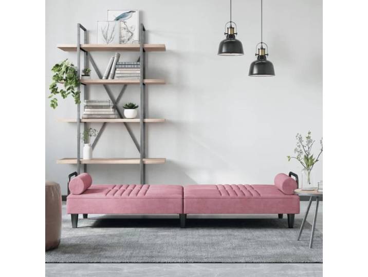 Canapé-lit avec accoudoirs rose velours - SALUTUYA - TJ5334