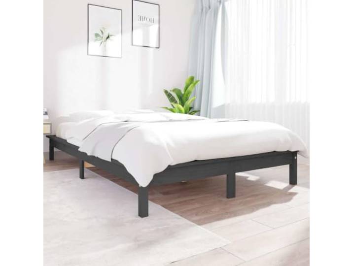 RJPLMFV Bettgestell, Massivholz, Super King 180 x 200 cm Graues Kiefernholz, Lattenrost inklusive, stabile Robustheit, Montageanleitung im Lieferumfang enthalten