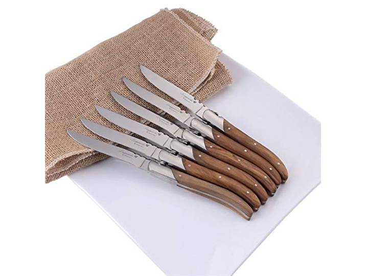 6/8 / 10 stücke Steakmesser Tischmesser Set Edelstahl Abendessenmesser Olivenholz Griff Besteck Weihnachten Besteck essgeschirr (Color : 8 Pieces)