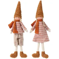 IB Laursen Wichtelpärchen Selma & Storm 2er-Set Stillenat Braun, Braun-Orange - 32 cm