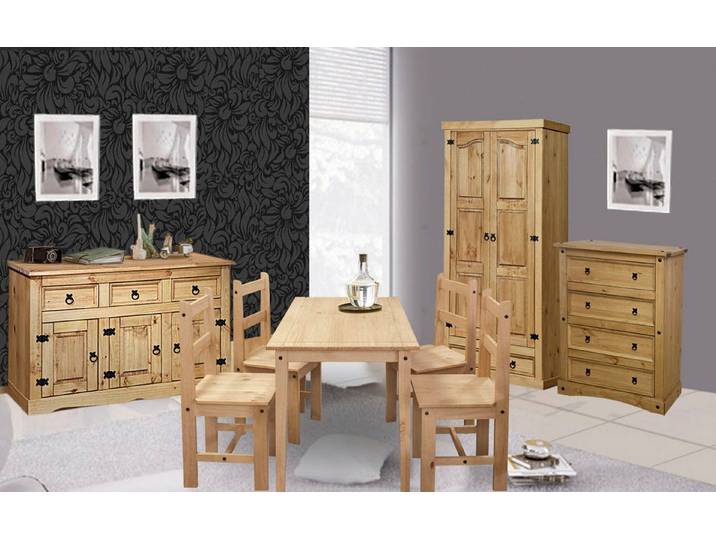 MÖBILIA Essgruppe, (Set, 5-tlg), Holzoberfläche honigfarbend gewachst
