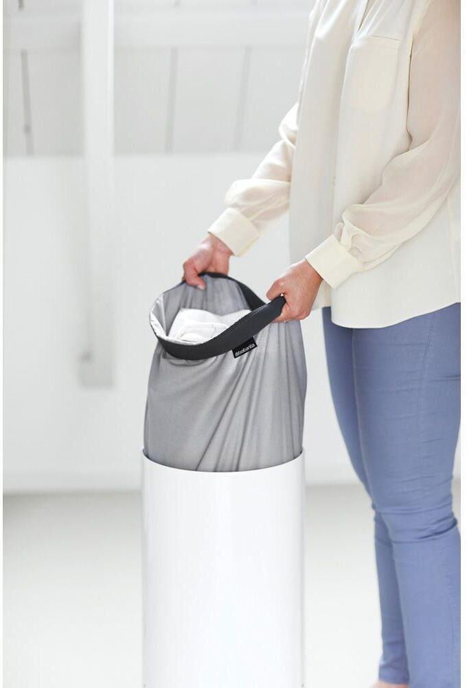 Wäschekorb BRABANTIA, weiss (weiß), B:30cm H:66,5cm T:30cm, Kork, Kunststoff, Wäschesammler, Wäschekorb weiß 35 l