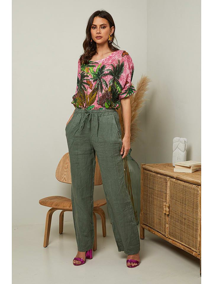 Fleur de Lin Leinen-Hose "Garancel" in Khaki - M