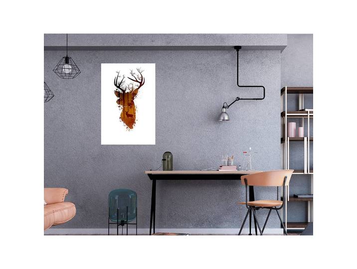Tableau déco Deer in the Morning Lin Blanc 60 x 90cm