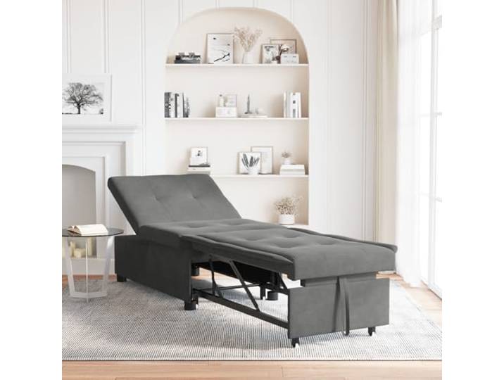 HEFZGDB Dunkelgraues Schlafsofa Bett mit Rollen 194 x 50 x 82 cm Ausziehbares Gästebett mit Verstellbarer Rückenlehne für Kleine Räume Moderne Wohnzimmer Möbel Aus Robustem