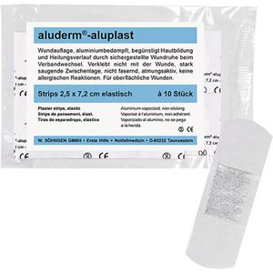 Söhngen Pflaster Aluderm Aluplast 1009178, 10 Strips, wasserfest, sensitiv, elastisch, 7,2 x 2,5 cm