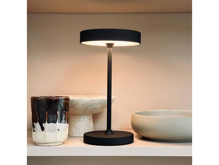Starlight LED-Akku-Tischlampe schwarz Metall - Dyberg Larsen - Schlafzimmer - Skandinavisch - Rund