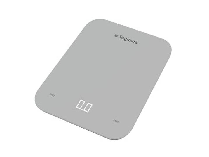 Tognana Iridea Keukenweegschaal met lcd-display en touch-toetsen, gehard kunststofglas, parelgrijs