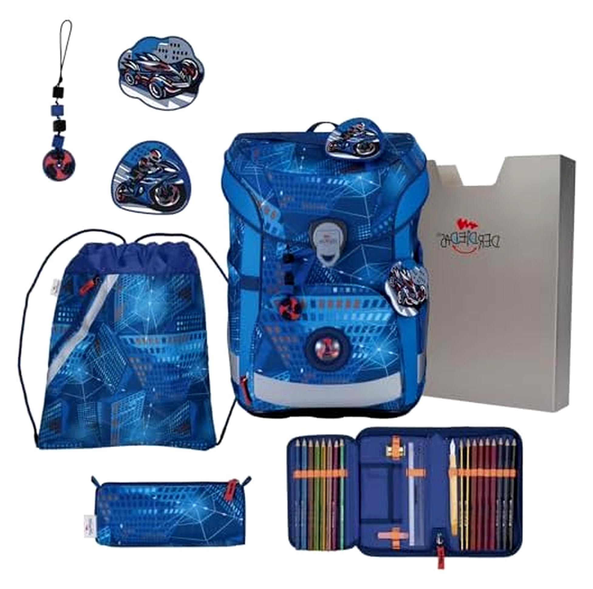 Schulranzen ErgoFlex Easy Set 6-teilig Turbo Speed blau