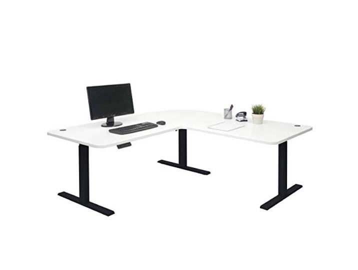 Mendler Eck-Schreibtisch HWC-D40 178x178cm - weiß, schwarz